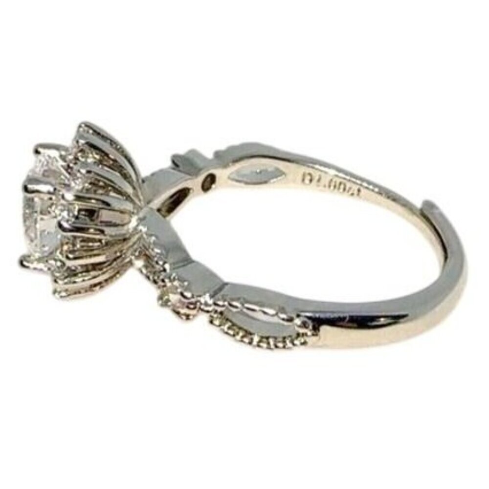 Adjustable Silver Ring W/ 2.0 Ct Diamond Simulate & Moissanite Elegant - Picture 15 of 16
